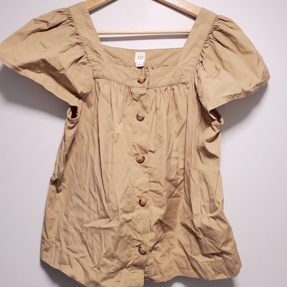 Gap Tan Small Cotton Cap Sleeve Top